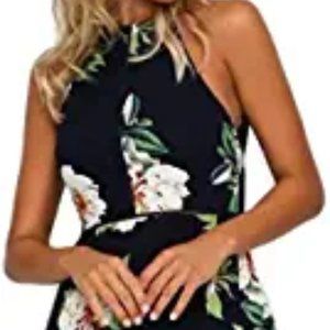 Halter Floral dress with slit in the front.